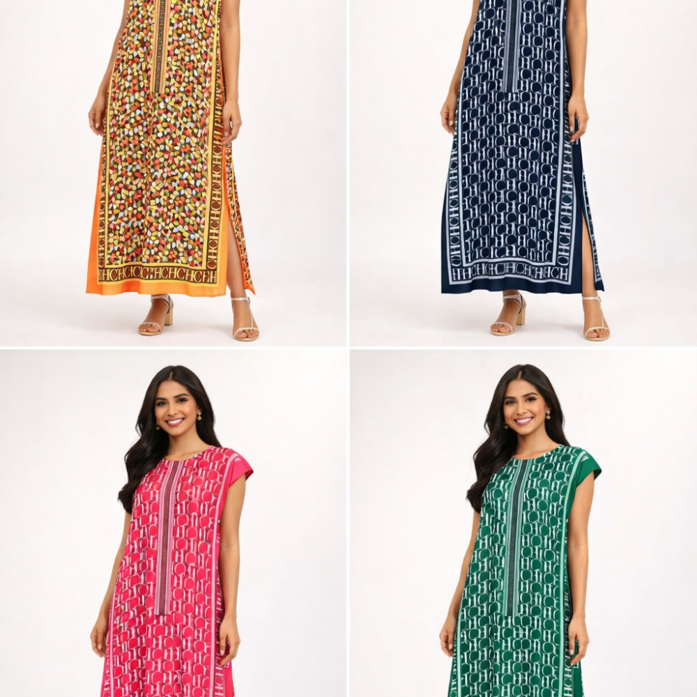 Monogram Print Sleeveless Maxi Dress —  4 Color Variants