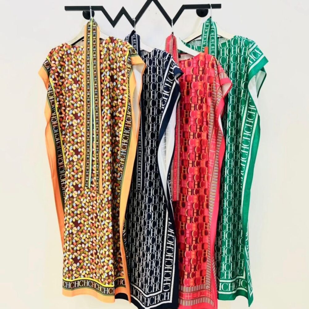 Monogram Print Sleeveless Maxi Dress —  4 Color Variants