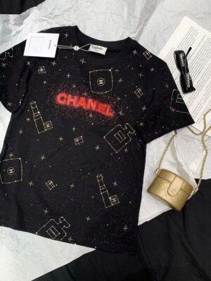 Chanel Galaxy Constellation Print Black T-Shirt — Women's Luxury Graphic Tee Chanel Galaxy Constellation Print Black T-Shirt — Women's Luxury Graphic Tee